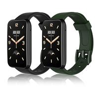 WD&CD 2 Pack Correa de Silicona Compatible con Xiaomi Mi Band 7 Pro, Pulsera Compatible para Mi Band 7 Pro, Muñequera Ajustable Banda de Reloj para Mi Band 7 Pro (Negro + Verde)