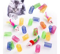 WD&CD 24+3 Piezas Juguetes de Muelle para Gato, Muelle en Colorido Espiral para Gato Primavera, Duradero y Resistente Espiral De Plástico Muelles