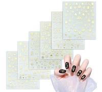 WD&CD 6 Hojas Pegatinas para Uñas Decorativas, Autoadesiva Nail Art Stickers de Navidad Decoración, Oro