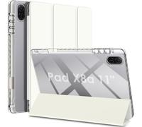 WD&CD Cuero Protector Funda Compatible para Honor Pad X8a, 11 Pulgadas, Transparente Protector Compatible con Honor Pad X8a, Acrílico Case Libro de con Soporte Función, Blanco