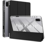 WD&CD Cuero Protector Funda Compatible para Honor Pad X8a, 11 Pulgadas, Transparente Protector Compatible con Honor Pad X8a, Acrílico Case Libro de con Soporte Función, Negro