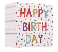 WD&CD Pack de 80 Servilletas de Papel, 33cm x 33cm, Eco Servilletas de Papel Reciclado Suave, Servilletas Patrón de "HAPPY BIRTHDAY" para Cumpleaños Fiestas, Catering, Ecológicas