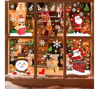 WD&CD Pegatinas Navidad para Ventanas, Pegatina de Pared, Pegatina Copo de Nieve, Papá Noel Muñeco de Nieve Alce de La Puerta Decoración Ventana Reutilizable Bricolaje Pegatinas Electrostáticas