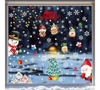 WD&CD Pegatinas Navidad para Ventanas, Pegatina de Pared, Pegatina Copo de Nieve, Papá Noel Muñeco de Nieve de La Puerta Decoración Ventana Reutilizable Bricolaje Pegatinas Electrostáticas Color 1