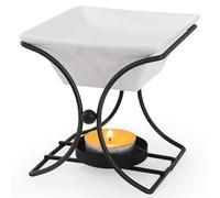 WD&CD Quemador de Aceite, Quemador de Aceite de Metal y Cerámica, Difusor de Aroma Portavelas Quemador de Cera Geométrico para SPA Yoga Meditación Casa Sala De Estar Decoración, Negro