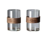 wD7rE5bm6z Vasos de vidrio Juego de 2 vasos for beber 11,8 onzas con anillo nogal Cristalería de cocina(Transparent)