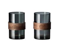 wD7rE5bm6z Vasos de vidrio Juego de 2 vasos for beber 11,8 onzas con anillo nogal Cristalería de cocina(Grey)