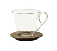 wD7rE5bm6z Vasos de vidrio Taza de café vidrio 220 ml y juego posavasos madera; taza té borosilicato transparente con asa Cristalería de cocina(Transparent)