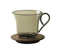 wD7rE5bm6z Vasos de vidrio Taza de café vidrio 220 ml y juego posavasos madera; taza té borosilicato transparente con asa Cristalería de cocina(Grey)