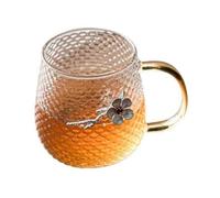 wD7rE5bm6z Vasos de vidrio Taza de vidrio con diseño escamas pescado y asa dorada, 230 ml Cristalería de cocina