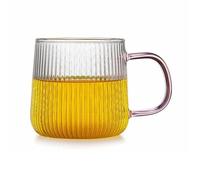 wD7rE5bm6z Vasos de vidrio Vaso de vidrio con rayas verticales, 320 ml Cristalería de cocina(Pink)