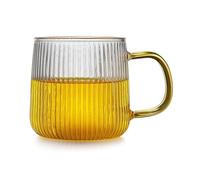 wD7rE5bm6z Vasos de vidrio Vaso de vidrio con rayas verticales, 320 ml Cristalería de cocina(Yellow)