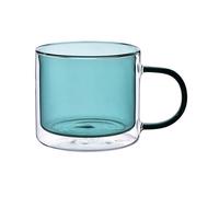 wD7rE5bm6z Vasos de vidrio Vasos de doble pared colores con asa, tazas té y café vidrio borosilicato, 240 ml Cristalería de cocina(Green)