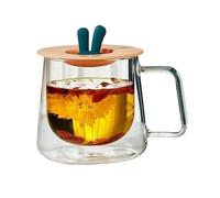 wD7rE5bm6z Vasos de vidrio Vasos de doble pared con asa y tapa silicona Cristalería de cocina(Pink)