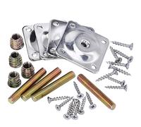 Wdbild 1 juego de placas de montaje de fijación de patas con tornillos de metal para muebles de forma segura para sofás, sillas, mesas de café