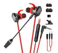 Wdbild Auriculares intraurales ESports con micrófono integrado con cancelación de ruido para juegos de 3,5 mm, micrófono desmontable controlado por cable