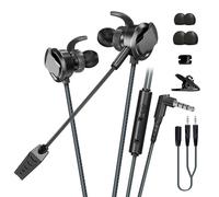 Wdbild Auriculares intraurales ESports con micrófono integrado con cancelación de ruido para juegos de 3,5 mm, micrófono desmontable controlado por cable