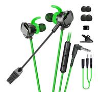 Wdbild Auriculares intraurales ESports con micrófono integrado con cancelación de ruido para juegos de 3,5 mm, micrófono desmontable controlado por cable