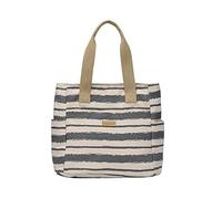 Wdbild Bolsa de hombro a rayas a juego para mujer, bolso de mano plegable para mujer, bolsa de lona casual de gran capacidad, Gray