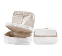 Wdbild Bolsa de maquillaje, 2 unidades, bolsa de maquillaje, bolsa de aseo impermeable, bolsa de almacenamiento de cosméticos para mujeres y niñas, bolsa de viaje para cuidado y belleza, White, L