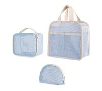 Wdbild Bolsa de maquillaje, 3 unidades, bolsa de maquillaje de secado rápido para ducha, bolsas de cosméticos, bolsas de almacenamiento organizadas para viajes y gimnasio, fácil transporte, Blue