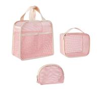 Wdbild Bolsa de maquillaje, 3 unidades, bolsa de maquillaje de secado rápido para ducha, bolsas de cosméticos, bolsas de almacenamiento organizadas para viajes y gimnasio, fácil transporte, Pink