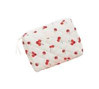Wdbild Bolsa de maquillaje, bolsa de maquillaje con patrón de corazón para mujeres y niñas, bolsas de cosméticos de algodón acolchadas, gran capacidad, con cremallera, organizador de artículos de