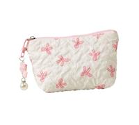 Wdbild Bolsa de maquillaje, elegante diseño de lazo fruncido, espaciosa, neceser para entusiastas de la moda y creadores de tendencias, Polvo blanco, 14*2.5*10cm