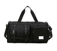 Wdbild Bolsa de viaje, bolsa de deporte para gimnasio, bolsa de lona con compartimento para zapatos, bolsa de viaje impermeable para gimnasio, natación, vacaciones, Black, 47*25*23cm