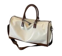 Wdbild Bolsa de viaje, bolsa de viaje para mujeres y hombres, bolsas de fitness de piel sintética, gran capacidad, para llevar al hombro, negocios, viajes, fines de semana, beige, Talla única