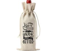 Wdbild Bolsas con cordón, bolsa de vino de lino para botellas de vino, despedida para amigos y compañeros de trabajo, celebración, bolsa de vino reutilizable, A-1, 15*35cm