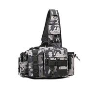 Wdbild Bolsas de camping de gran capacidad para aparejos de pesca, senderismo, bandolera, bolsa de hombro para viajes al aire libre, Camuflaje gris