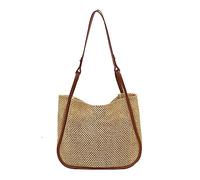 Wdbild Bolsas de hombro grandes para mujer, bolsas de paja huecas, bolsas de mano reutilizables e informales, Brown