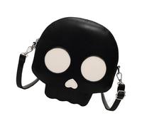 Wdbild Bolso bandolera de piel suave con diseño de calavera para mujer, correa ajustable, bolso de mano para Halloween, bolso de mano con diseño de calavera, Black, One Size