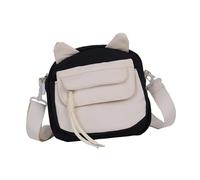 Wdbild Bolso cruzado de nailon ligero para mujer, bolso de hombro con orejas de gato con correa ajustable y amplio espacio de almacenamiento, Black