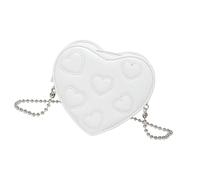 Wdbild Bolso cruzado de piel sintética con diseño de corazón para mujer, práctico bolso de hombro con correa de cadena para mujeres y niñas, pequeño bolso de cuero para fiestas, White, One Size