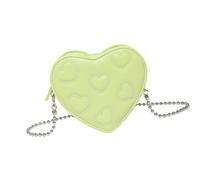Wdbild Bolso cruzado de piel sintética con diseño de corazón para mujer, práctico bolso de hombro con correa de cadena para mujeres y niñas, pequeño bolso de cuero para fiestas, Green, One Size