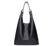 Wdbild Bolso de hombro de cuero vintage con asas superiores para mujeres y niñas, compras, diario, trabajo, viajes, Black