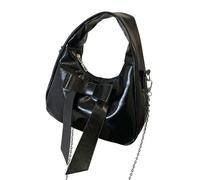 Wdbild Bolso de hombro de poliuretano con cierre de cremallera para mujer, bolso cruzado con correa extraíble, cremallera de piel sintética, Black, One Size