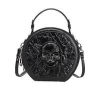 Wdbild Bolso de hombro elegante para mujer, bolso cruzado de piel sintética, redondo, punk, retro, cruzado, para mujer, de piel sintética, redondo, estilo steampunk