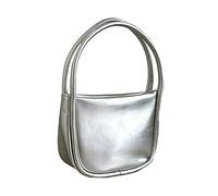 Wdbild Bolso de hombro para mujer, de moda, color sólido, bolsa de mano de piel sintética coreana a juego, Silver