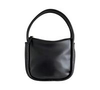 Wdbild Bolso de hombro para mujer, de moda, color sólido, bolsa de mano de piel sintética coreana a juego, Black