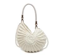 Wdbild Bolso de hombro para mujer, elegante, bolso cruzado tejido a mano, asa superior, caracola, mensajeros, conchas marinas, tejido a mano, bolso de mano para mujer, bolso cruzado de ganchillo con