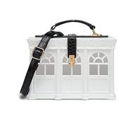 Wdbild Bolso de mano de acrílico vintage con forma de casa para mujer, elegante bolso cruzado de noche con asa superior, White