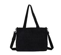 Wdbild Bolso de mano para mujer, bolso cruzado de gran capacidad para niñas y mujeres, bolso de mano de pana versátil, Black