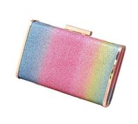 Wdbild Bolso de mano para mujer, bolso de noche, arco iris, bolso de noche, fiesta, boda, bolso de mano con cadena, bandolera, bolsos de noche, Color arcoíris grande, One Size