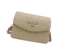 Wdbild Bolso de paja para mujer, bolso cruzado con correa ajustable para vacaciones en la playa y viajes casuales de un día, playa de moda, Khaki, One Size