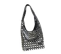 Wdbild Bolsos de mano para mujer, bolso de hombro con tachuelas de moda para mujer, ligero y práctico, bolso de mano de poliuretano para axilas, bolso casual, Black, Talla única