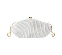 Wdbild Bolsos de mano para mujer, bolso de noche de acrílico para mujer, bolso de mano irregular de concha única para boda, fiesta, White, Talla única