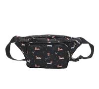 Wdbild Bolsos de mano para mujer, con diseño de perro salchicha de dibujos animados, bolsa cruzada de gran capacidad, bolsa cruzada casual al aire libre con cinturón de hombro, Black, Talla única